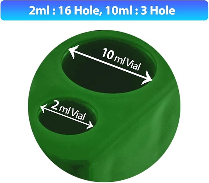 Vial Holder for Refrigerator Use | Home Vial Organizer Tray for Peptide– 5"x5"x0.75", Lightweight (8g) (Green)