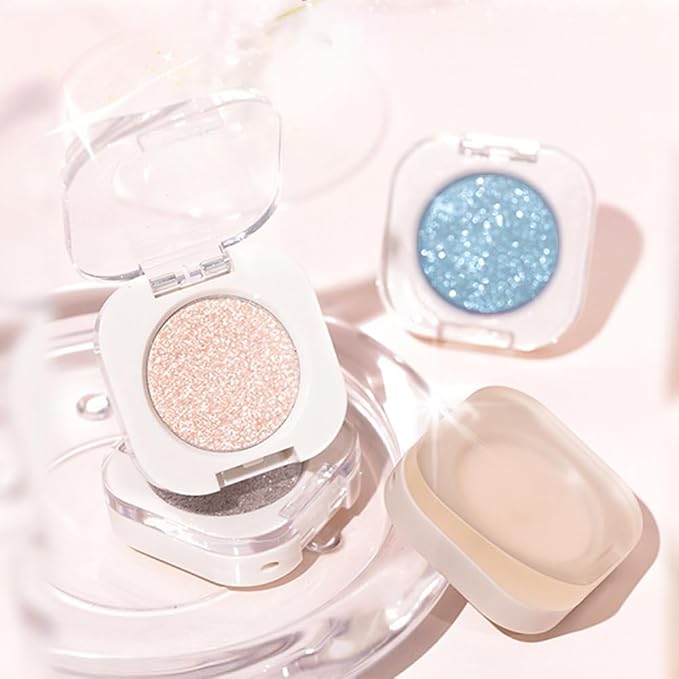 Light Blue White Single Eyeshadow Makeup, Neutral Powde Eye Shadow for Women, Light White Matte Singles Eyeshadow Palette Pigmented Waterproof,sombras para ojos, Girls Christmas Eyeshadows Gift