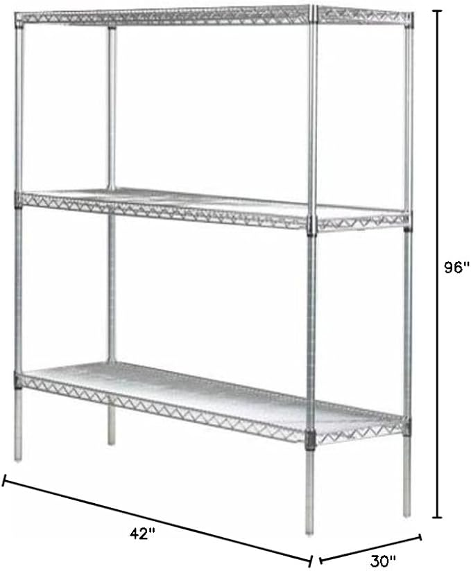 Omega 30" Deep x 42" Wide x 96" High 3 Tier Chrome Starter Shelving Unit