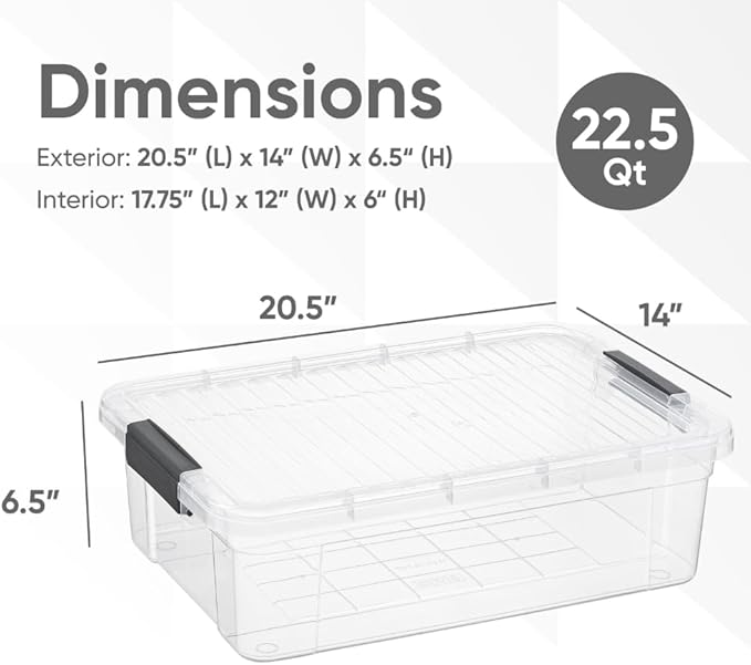 Superio Storage Bins with Lids, Clear Plastic Containers for Organizing, Stackable Totes, BPA Free, Odor Free, Organizer Boxes for Home, and Dorm