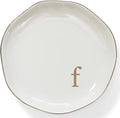 HOME SMILE Initials Ring Dish Jewery Tray with Personalized F-Monogrammed Engagement Wedding Gifts for Friends,Sister,Birthday Christmas Gifts for Women,Ceramic White
