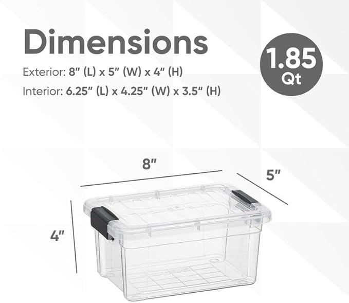 Superio Storage Bins with Lids- 6 Pack, 1.85 Qt Clear Boxes for Organizing, Stackable Plastic Containers- BPA Free, Non-Toxic, Odor Free, Organizer for Home, Office, Dorm