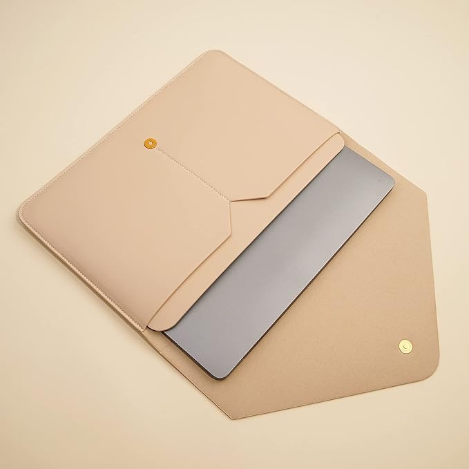 Laptop Sleeve 15 Inch Compatible with New MacBook Pro 15, MacBook Pro 16, Surface Book 15, Dell XPS 15 with Small Pouch, Mouse Pad and Cord Organizer, Color Beige