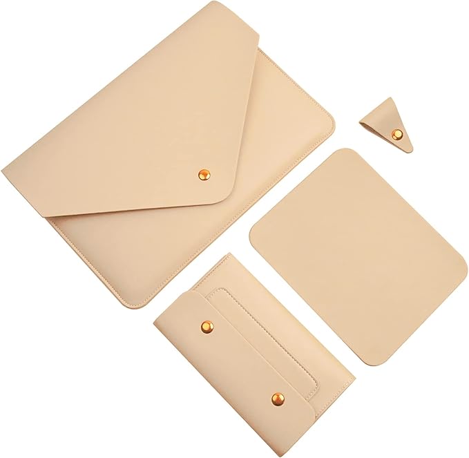 Laptop Sleeve 15 Inch Compatible with New MacBook Pro 15, MacBook Pro 16, Surface Book 15, Dell XPS 15 with Small Pouch, Mouse Pad and Cord Organizer, Color Beige