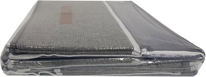 OUTBROS Fabric Storage Bins with Lid, Wardrobe Organiser with Handle and Zipper, Used for storing clothes, blankets, pillows, Foldable Bags, 15 x 10.2 x 5.9 inch, 2-Pack