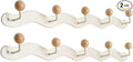 Coat Rack Wall Mount,White Wall Hooks Adhesive & Screw in,Anti-Tear Wooden Ball Hook Rail, Heavy Duty Metal Coat Hanger Wall Mount for Entryway, Bathroom, Bedroom, Kitchen2PACK (5-tri Hooks)