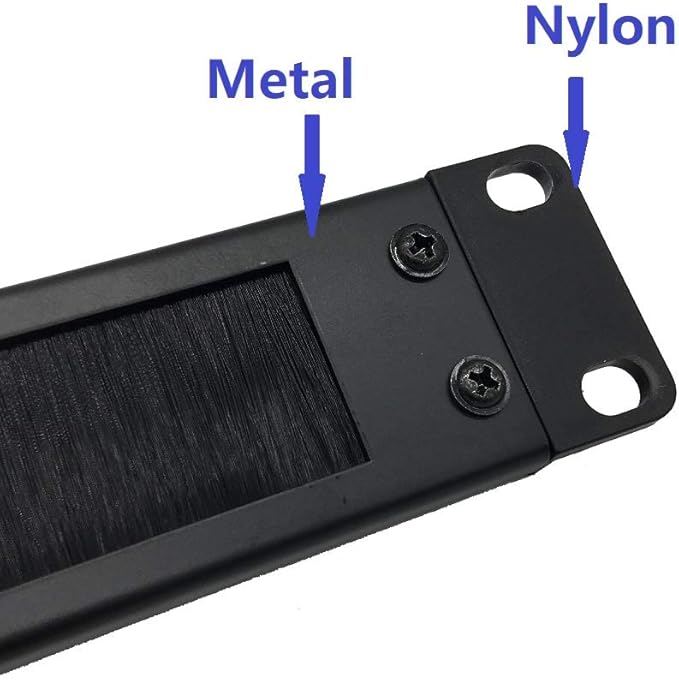Jingchengmei 1U Disassembled Rack Mount Cable Management Panel with Brush for Cable Entry for 19-Inch Rack or Cabinet Black (BF01UAB2) (Pack of 2)