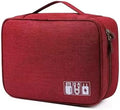 Travel Cable Organizer Bag for Electronics Accessories Portable Tech Carrying Large Storage Case for Charger, Cord, Power Bank, Hardware Waterproof (1PCS) (Red)
