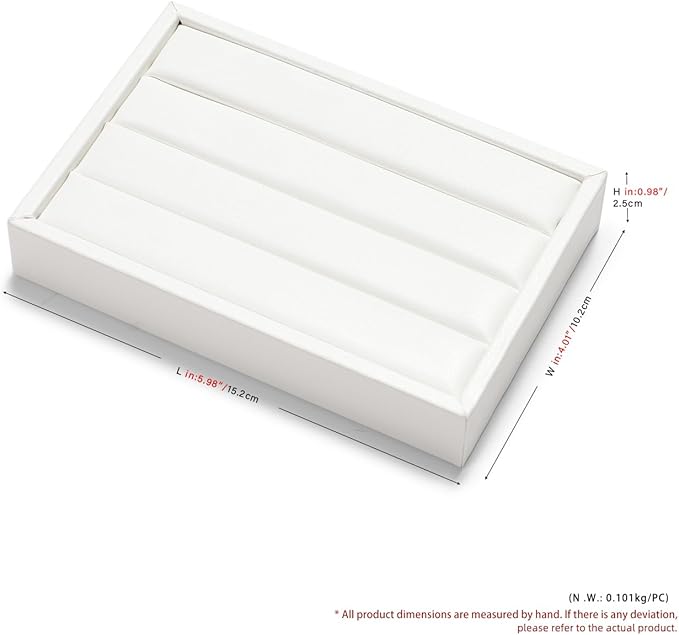 Oirlv 3 Slots PU Leather Small Ring Organizer Earrings Trays Showcase Display Storage Insert Holder for Jewelry Box, Drawer, Dresser(White,M)