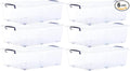 Superio Storage Bins with Lids- Clear Boxes for Organizing, Stackable Plastic Containers- BPA Free, Non-Toxic, Odor Free, Organizer for Home, Office, Dorm (6 Pack, 42 Qt (Under Bed-Wheeled))