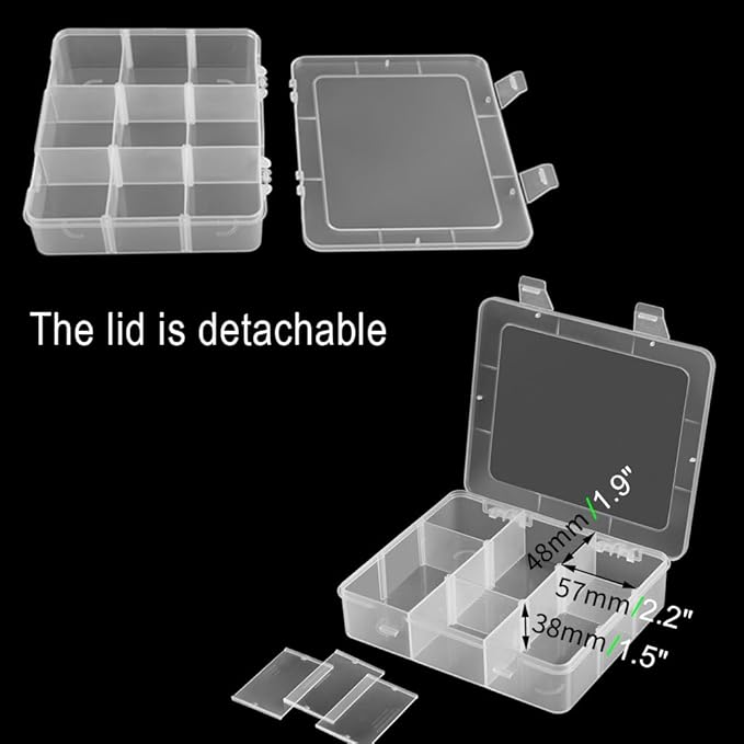 9 Grids Plastic Storage Compartment Organizer Container with Adjustable Dividers for Crafts, Earrings, Screws, Nail, Pins and More (1)
