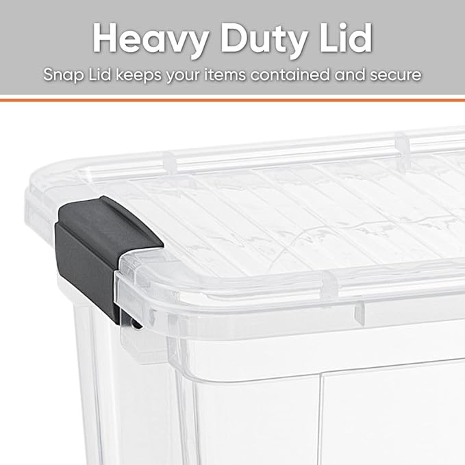 Superio Clear Storage Boxes with Lids, 8.75 Quart Plastic Container Bins for Organizing, Stackable Crates, BPA Free, Non Toxic, Odor Free, Organizers for Home, Office and Dorm, 6 Pack
