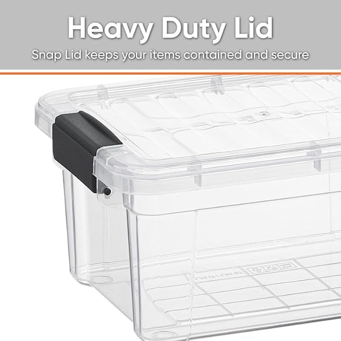 Superio Clear Storage Box with Lid, 3.5 Quart Plastic Container Bins for Organizing, Stackable Crates, BPA Free, Non Toxic, Odor Free, Organizers for Home, Office, School, and Dorm