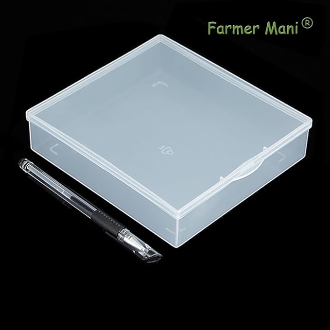 Clear Polypropylene Rectangle Beads Storage Containers Box (5.87 x 6.34 x 1.5 inch) with Lid for Collecting Small Items, Beads, Game Pieces, Business Cards, Crafts Accessories