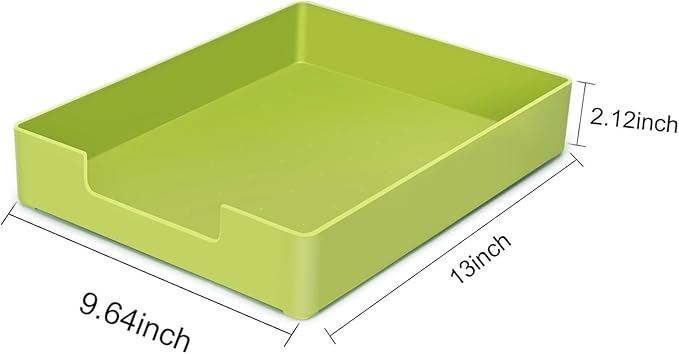 Letter-Size Tray, 2PCS A4 Plastic Stackable Paper Tray, Desk Drawer Organizer for Office, School, Home Storage, and Storage Containers for Christmas Ornaments, Gift Wrap (2X Green)