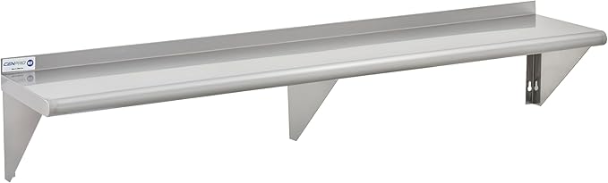 Commercial Wall Shelf - 505 lb. Weight Capacity, 84" W x 15" D, NSF Solid, Stainless Steel (29N-023)