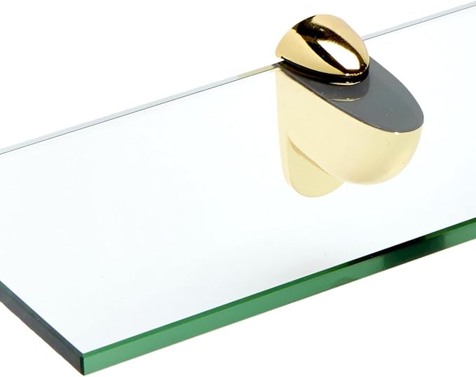 Spancraft Glass H-8x21-Brass Heron Glass Shelf, Brass, 8" x 21"