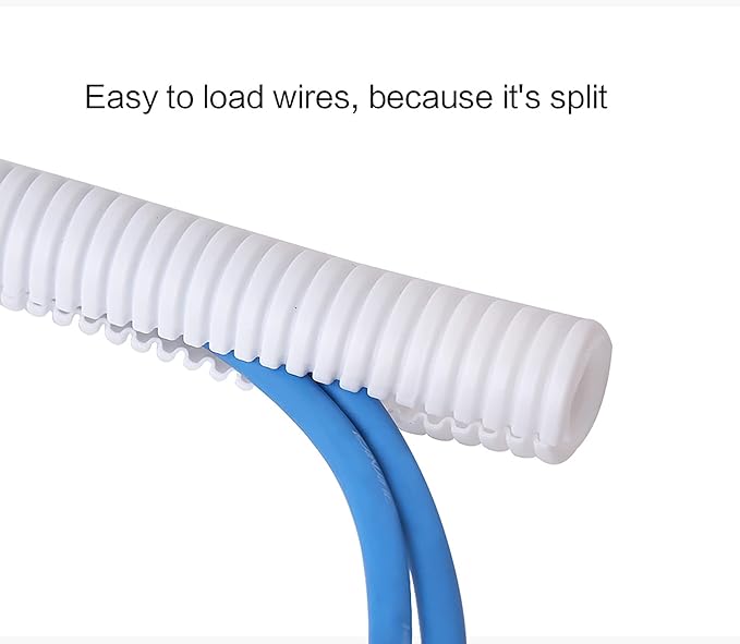 Alex Tech 10ft - 1 inch Split Wire Loom Tubing - White