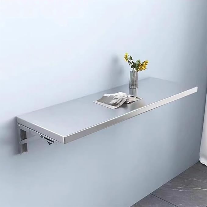 304 stainless steel folding table, wall-mounted folding table, kitchen storage shelf, made of food-grade stainless steel material, suitable for living room, balcony, bathroom, or laundry room.(60*30cm