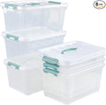 Gainhope 6 Packs 14 L Plastic Stackable Storage Bin Container Box with Latching Lid, Clear Organizer Bins with Handle