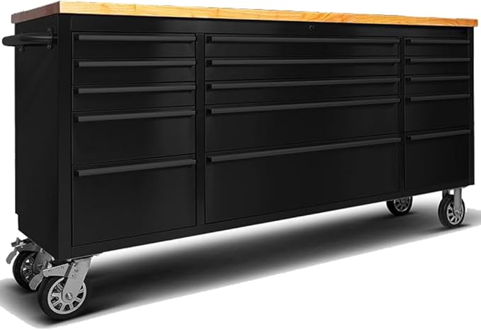 72 inch Tool Chest with 15 Drawers for Garage, Workbench and Repair Store, Tool Cabinet -Black (72 inch Tool Chest- Black)