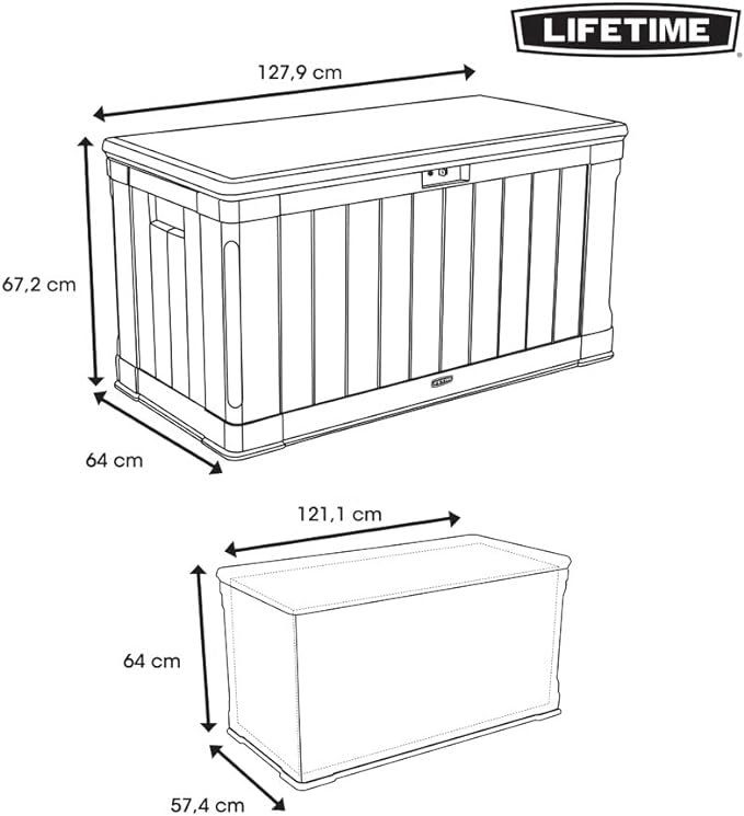 LIFETIME 60186 Heavy-Duty Outdoor Storage Deck Box, 116 Gallon, Desert Sand/Brown