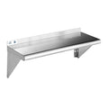 ROCKPOINT Stainless Steel Shelf 12 x 30 Inches 280lb, NSF Metal Commercial Shelves Wall Mount Floating Shelving with Backsplash for Restaurant, Kitchen, Home and Hotel, Silver