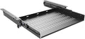 JINGCHENGMEI Sliding Under Desk Laptop Mount Shelf with Air Vents, W 16.3" x D 12" Metal Under Desk Slide Out Tray for Laptop (16 Inch Wide)