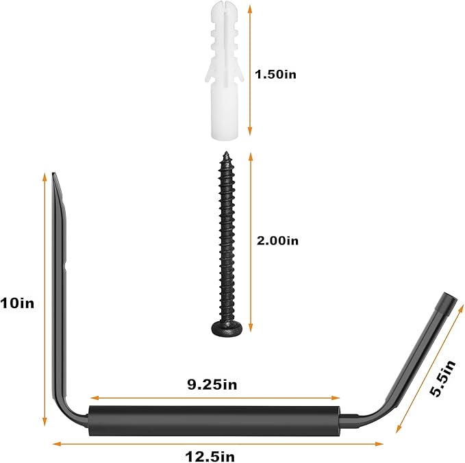 WALMANN Kayak Storage Rack, Wall Mount Kayak Hooks for Garage Utility Storage Hangers for Canoe, Surfboard, Skiis, Snowboard, Paddle Board, Ladders