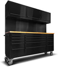 72 inch 15 Drawers Tool Chest with 3 Up Cabinet & Pegboard (Black)