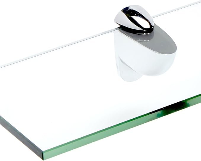 Spancraft Glass H-4.75x18-Chrome Heron Glass Shelf, Chrome, 4.75" x 18"
