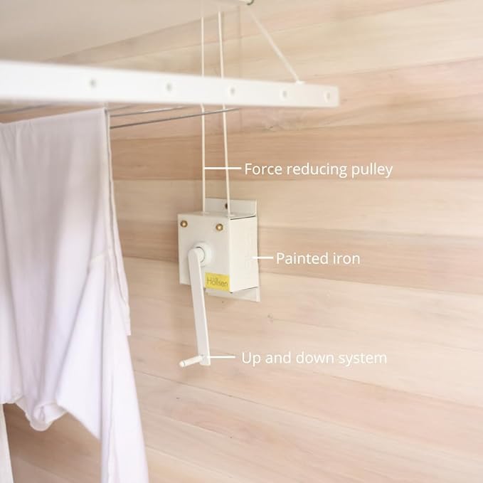 Ceiling Mounted Pulley Drying Rack – Aluminum Clothesline for Indoor or Outdoor Use – Space-Saving Solution for Modern Laundry Rooms (47.3" x 23.6")