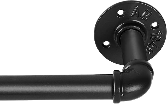 1-Inch Black Curtain Rod - 32 to 86 Inch, Suitable for Windows 48 to 86 Inch, Indoor/Outdoor, Ceiling or Wall Mounted