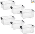 Superio Clear Storage Boxes with Lids, 3.5 Quart Plastic Container Bins for Organizing, Stackable Crates, BPA Free, Non Toxic, Odor Free, Organizers for Home, Office and Dorm, 6 Pack