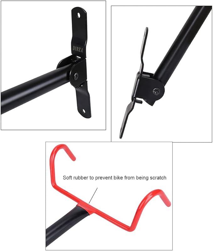 Dirza Bike Wall Mount Bike Hanger 2 Pack Foldable Bicycle Storage Horizontal Bike Rack Bike Hook for Garage Indoor Shed with Screws