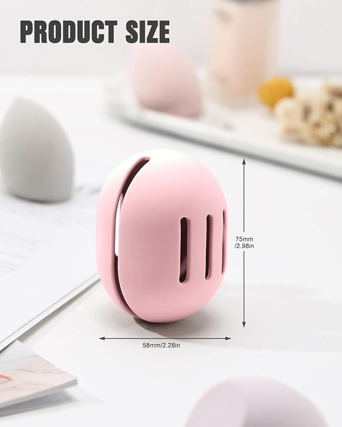 FERYES 2 PCS Makeup Sponge Holder – Shatterproof Eco-Friendly Silicone Beauty Make Up Blender Case for Travel