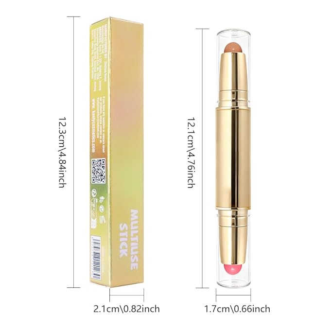evpct 2In1 Blush Contour Multiuse Makeup Stick, Rose & Warm Nude Brown Creamy Butter Blush Bronzer Contour Contouring Stick for Cheeks Lip Eyes Faces, Ultra-Creamy Radiant Finish, Vegan & Cruelty-Free