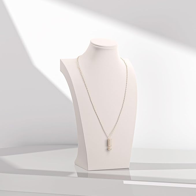 Necklace Bust Display Stand, Necklace Holder, Pendant Chain Necklace Organizer for Women (Beige Velvet, L 2PCS)