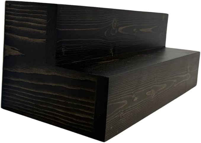 Tiered Bottle Shelf | 2 Tier Liquor Bottle Display | Bar Organization | Wine Shelf | Black (12)