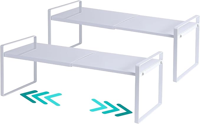 2-Pack Expandable Shelf Organizer for Kitchen Countertop, kitchen organizers and storage，under sink expandable shelf organizer