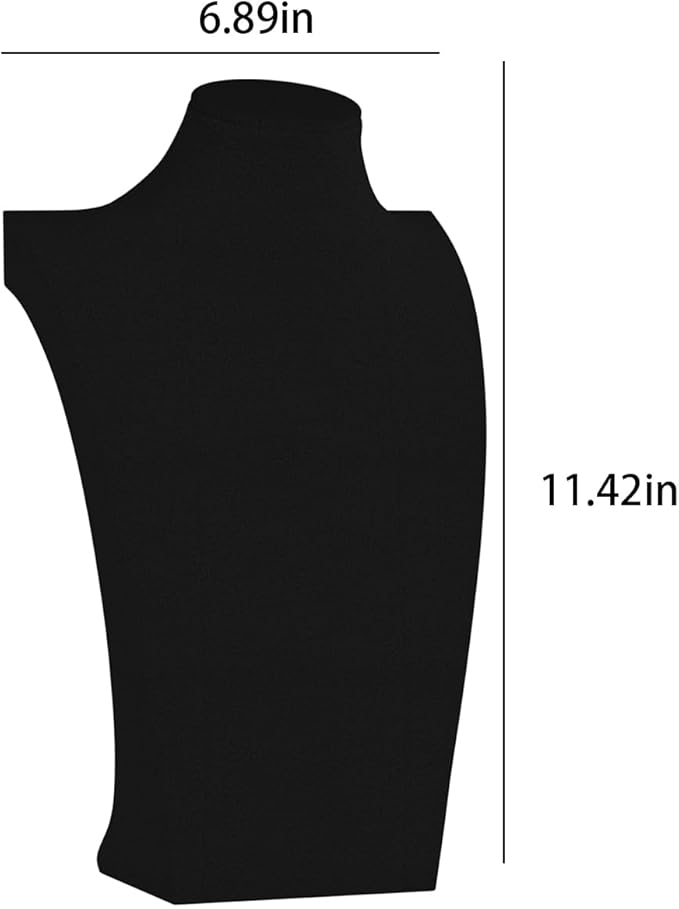 Necklace Bust Display Stand, Necklace Holder, Pendant Chain Necklace Organizer for Women (Black Velvet, L 1PCS)