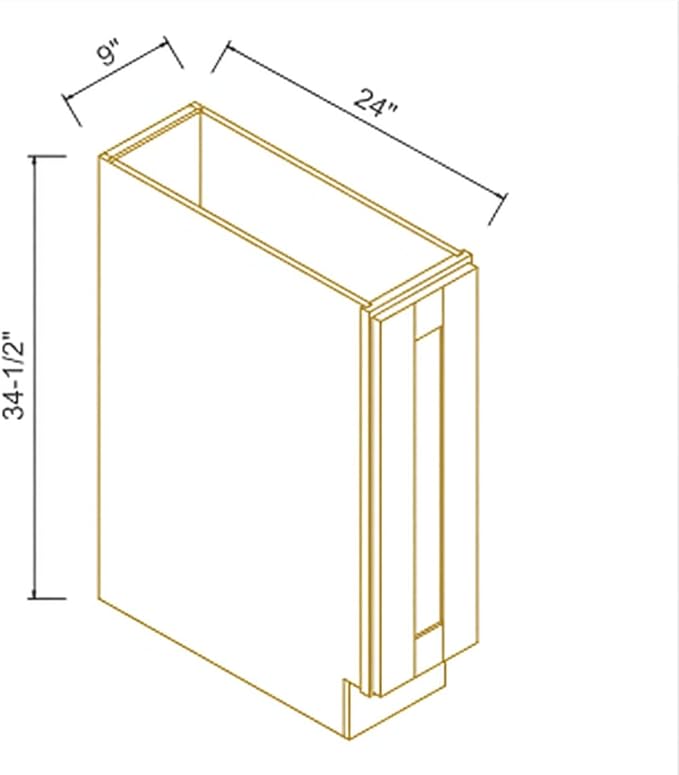 Solid Wood RTA Tray Base Cabinet with Full Height Door & Adjustable Shelf – Shaker Style Kitchen Storage Organizer, Durable Plywood Construction, Easy Assembly 9”W x 24”D x 34.5”H (Jade Green)