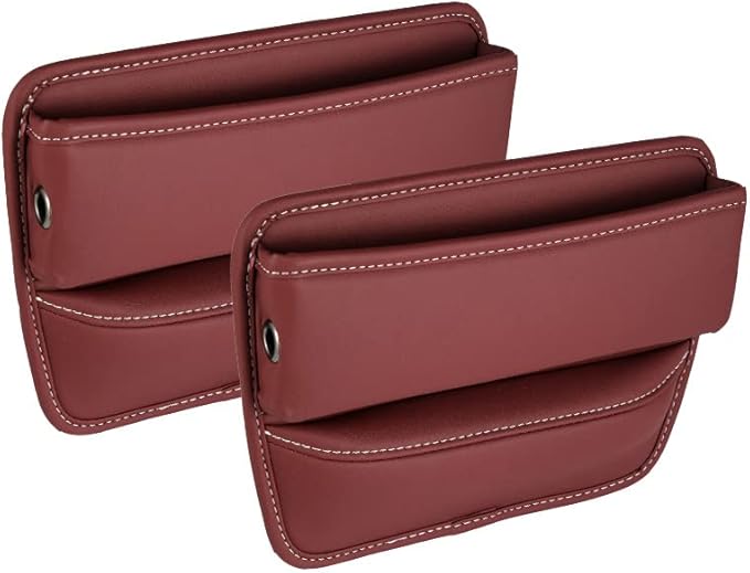 Riloer Car Organizers for Gap Leather Waterproof Car Seat Gap Fillers for Cars, Suvs, Trucks, Front Seat Gap Fillers for Phones, Keys, Cards, Glasses, Coffee