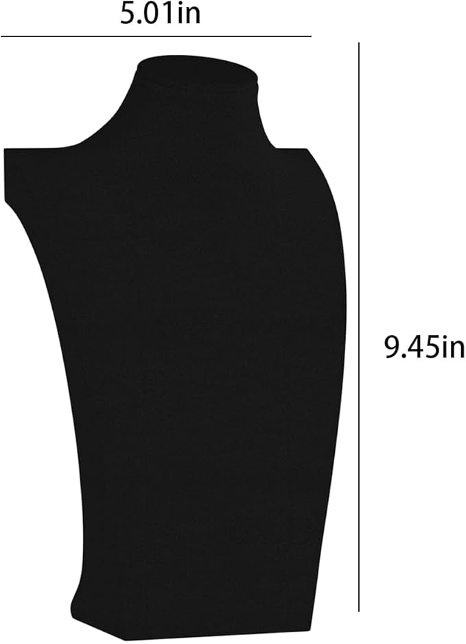 Necklace Bust Display Stand, Necklace Holder, Pendant Chain Necklace Organizer for Women (Black Velvet, S 4PCS)