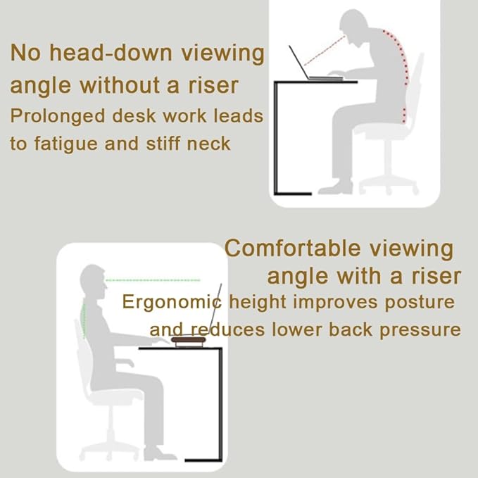 Solid Wood Monitor Stand for Saving Space, Monitor Riser with Storage, 2 Tier Computer Stand with Drawer, Multifunctional Desk Organizer for Home, Office(50cm-19.7in)