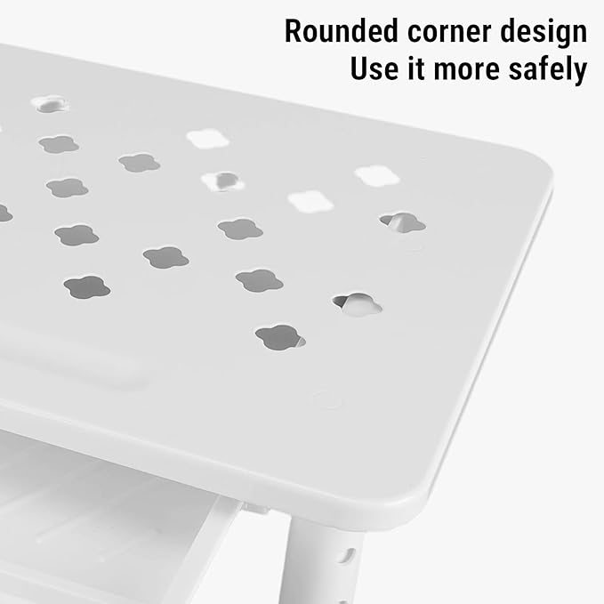 Bewinner Computer Monitor Stand Riser, Desk Organizers and Accessories with Drawer, Office Desk Accessories Metal Printer Laptop Stand20KG Bearing (White)