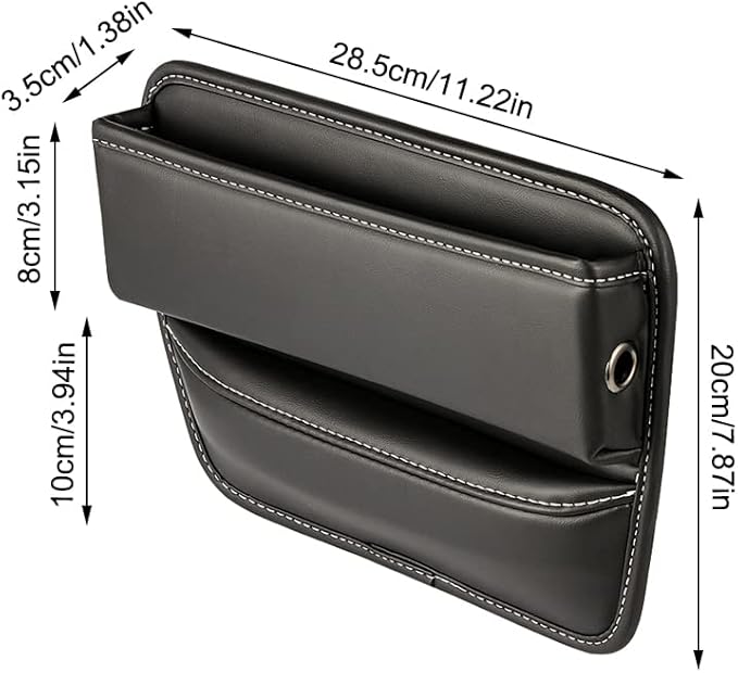 Riloer Car Organizers for Gap Leather Waterproof Car Seat Gap Fillers for Cars, Suvs, Trucks, Front Seat Gap Fillers for Phones, Keys, Cards, Glasses, Black