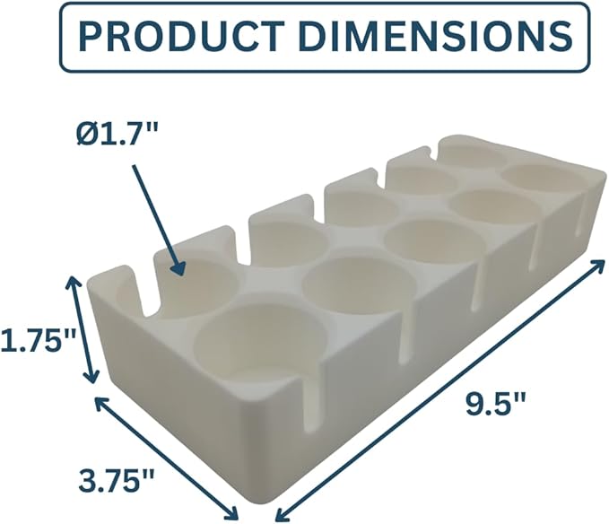 50 mL VialGrid Stackable Vial Holder – 10-Slot Tray for 50 mL / 1.7" Vials, Compatible with 30 mL VialGrid, Space-Saving Pharmacy & IV Clinic Organizer, Durable White Plastic