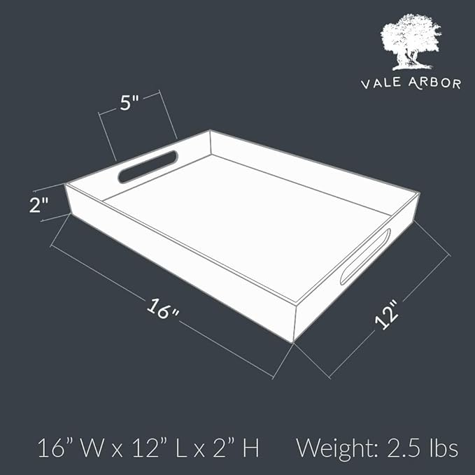 Clear Acrylic Serving Tray for Vanity, Bathroom, Outdoor, Food and Décor with Handles (Rectangle, Small)