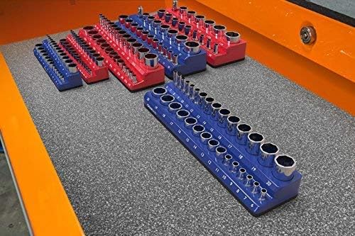 Olsa Tools Magnetic Socket Holder | 3/8-inch Drive | Metric | Blue | Holds 30 Sockets | Professional Quality Tools Organizer